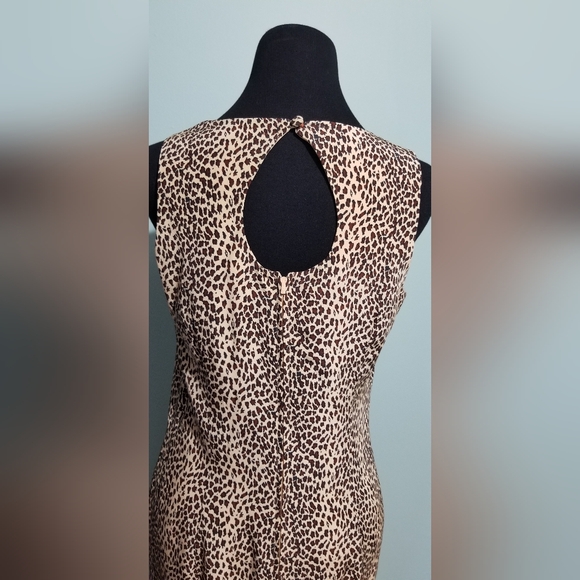 Vintage 90s Maggy London Silk Leopard Print Sheath Dress - Picture 3 of 12